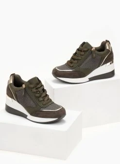 The Fashion Project Sneakers Wedges με φερμουάρ - Λαδί -The Fashion Project κατάστημα sneakers me takouni kai fermouar 105893 s90v