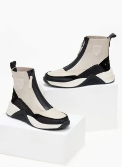 Sneakers μποτάκια δερμάτινα με φερμουάρ CARMELA 160180 - Μπεζ -The Fashion Project κατάστημα sneakers mpotakia dermatina me fermouar carmela 16 106231 x9kb