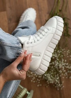 The Fashion Project Sneakers μποτάκια με σχέδιο στη σόλα - Λευκό -The Fashion Project κατάστημα sneakers mpotakia me sxedio sti sola 99738 ncgf