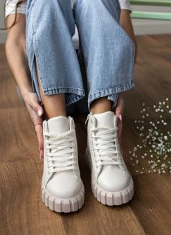 The Fashion Project Sneakers μποτάκια με σχέδιο στη σόλα - Μπεζ -The Fashion Project κατάστημα sneakers mpotakia me sxedio sti sola 99740 agkm