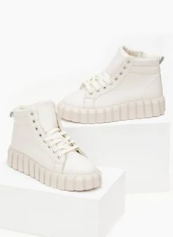 The Fashion Project Sneakers μποτάκια με σχέδιο στη σόλα - Μπεζ -The Fashion Project κατάστημα sneakers mpotakia me sxedio sti sola 99740 rxl2