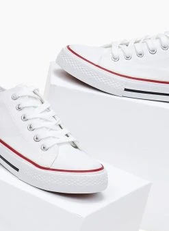 The Fashion Project Sneakers πάνινα Basic με κορδόνια - Λευκό -The Fashion Project κατάστημα sneakers panina basic me kordonia 100858 b6np