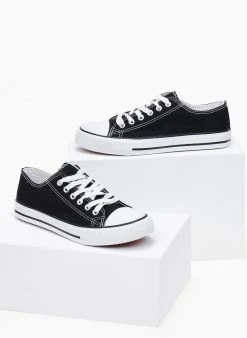 The Fashion Project Sneakers πάνινα Basic με κορδόνια - Μαύρο 7 The Fashion Project Sneakers πάνινα Basic με κορδόνια - Μαύρο -The Fashion Project κατάστημα sneakers panina basic me kordonia 100859 sg6p