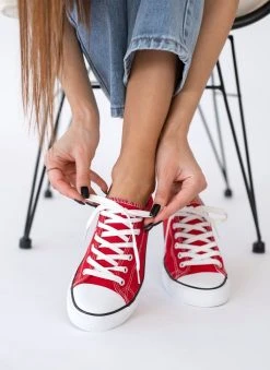 The Fashion Project Sneakers πάνινα Basic με κορδόνια - Κόκκινο 9 The Fashion Project Sneakers πάνινα Basic με κορδόνια - Κόκκινο -The Fashion Project κατάστημα sneakers panina basic me kordonia 100860 y0k1