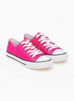 The Fashion Project Sneakers πάνινα Basic με κορδόνια - Φούξια -The Fashion Project κατάστημα sneakers panina basic me kordonia 100863 e60k
