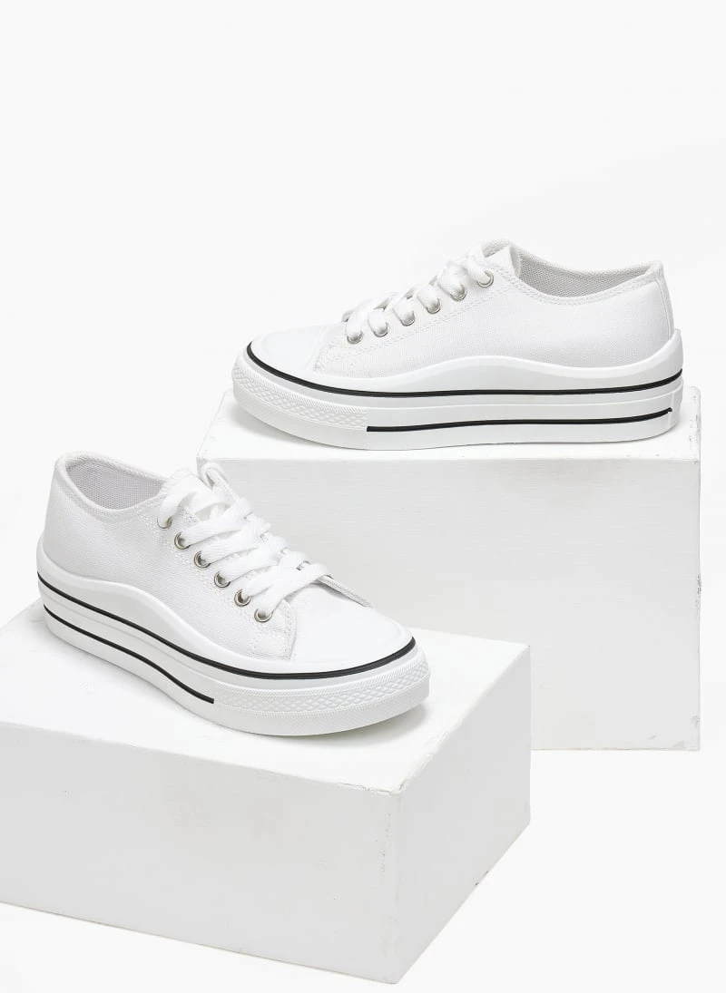 The Fashion Project Sneakers πάνινα με ρίγα στη σόλα - Λευκό 3 The Fashion Project Sneakers πάνινα με ρίγα στη σόλα - Λευκό - Image 3