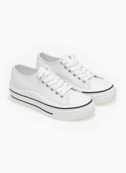 The Fashion Project Sneakers πάνινα με ρίγα στη σόλα - Λευκό 11 The Fashion Project Sneakers πάνινα με ρίγα στη σόλα - Λευκό -The Fashion Project κατάστημα sneakers panina me riga sti sola 111013 vsgh