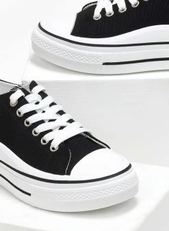 The Fashion Project Sneakers πάνινα με ρίγα στη σόλα - Μαύρο -The Fashion Project κατάστημα sneakers panina me riga sti sola 111014 bv2v