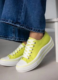 The Fashion Project Sneakers πάνινα με ρίγα στη σόλα - Lime
