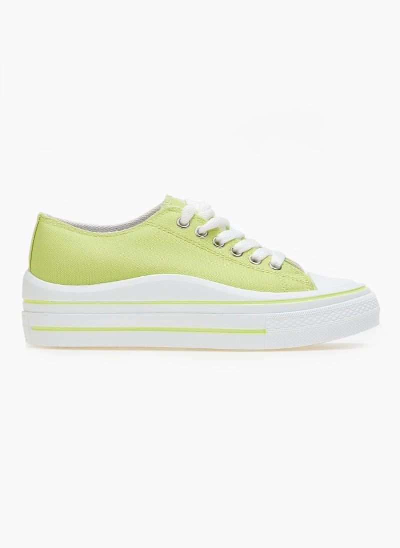 The Fashion Project Sneakers πάνινα με ρίγα στη σόλα - Lime 2 The Fashion Project Sneakers πάνινα με ρίγα στη σόλα - Lime - Image 2