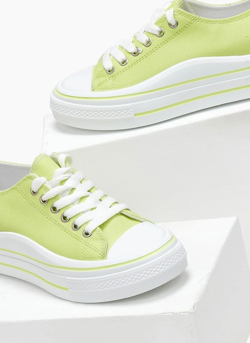 The Fashion Project Sneakers πάνινα με ρίγα στη σόλα - Lime 6 The Fashion Project Sneakers πάνινα με ρίγα στη σόλα - Lime - Image 6