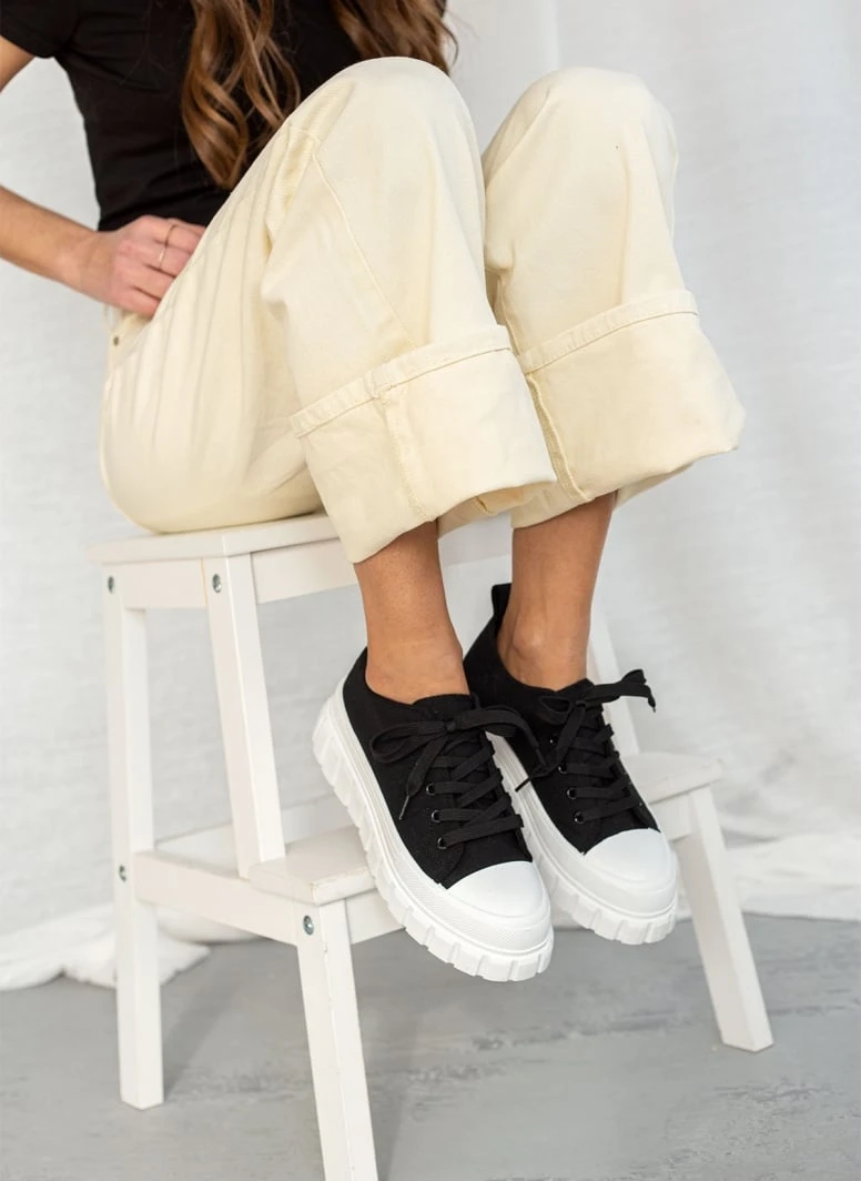 The Fashion Project Sneakers πάνινα με σχέδιο στη σόλα - Μαύρο 4 The Fashion Project Sneakers πάνινα με σχέδιο στη σόλα - Μαύρο - Image 4