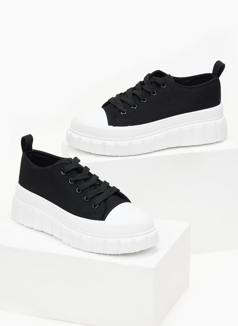 The Fashion Project Sneakers πάνινα με σχέδιο στη σόλα - Μαύρο 6 The Fashion Project Sneakers πάνινα με σχέδιο στη σόλα - Μαύρο - Image 6