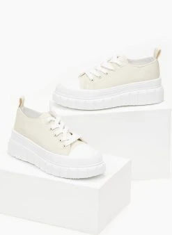 The Fashion Project Sneakers πάνινα με σχέδιο στη σόλα - Μπεζ -The Fashion Project κατάστημα sneakers panina me sxedio sti sola 99776 30au