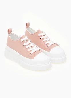 The Fashion Project Sneakers πάνινα με σχέδιο στη σόλα - Ροζ -The Fashion Project κατάστημα sneakers panina me sxedio sti sola 99777 266o