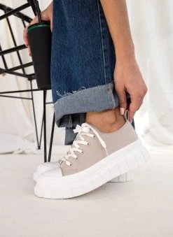 The Fashion Project Sneakers πάνινα με σχέδιο στη σόλα - Γκρι -The Fashion Project κατάστημα sneakers panina me sxedio sti sola 99778 5uom