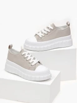 The Fashion Project Sneakers πάνινα με σχέδιο στη σόλα - Γκρι -The Fashion Project κατάστημα sneakers panina me sxedio sti sola 99778 d20k