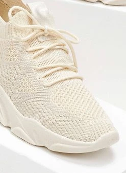 The Fashion Project Sneakers Slip On με πλεκτό σχέδιο - Μπεζ -The Fashion Project κατάστημα sneakers slilp on me plekto sxedio 101675 4j2b