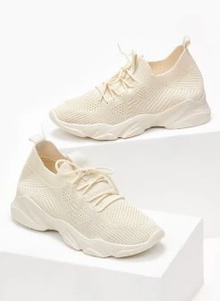 The Fashion Project Sneakers Slip On με πλεκτό σχέδιο - Μπεζ -The Fashion Project κατάστημα sneakers slilp on me plekto sxedio 101675 65g2