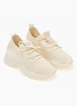 The Fashion Project Sneakers Slip On με πλεκτό σχέδιο - Μπεζ -The Fashion Project κατάστημα sneakers slilp on me plekto sxedio 101675 cumt