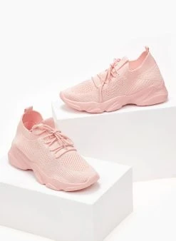 The Fashion Project Sneakers Slip On με πλεκτό σχέδιο - Ροζ -The Fashion Project κατάστημα sneakers slilp on me plekto sxedio 101676 og8k