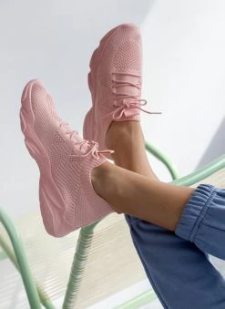 The Fashion Project Sneakers Slip On με πλεκτό σχέδιο - Ροζ -The Fashion Project κατάστημα sneakers slilp on me plekto sxedio 101676 pi34