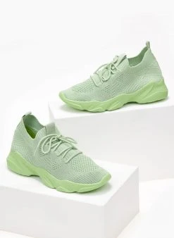 The Fashion Project Sneakers Slip On με πλεκτό σχέδιο - Λαχανί -The Fashion Project κατάστημα sneakers slilp on me plekto sxedio 101679 0rz0