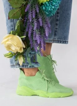 The Fashion Project Sneakers Slip On με πλεκτό σχέδιο - Λαχανί -The Fashion Project κατάστημα sneakers slilp on me plekto sxedio 101679 hpe1