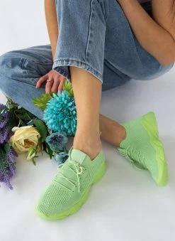 The Fashion Project Sneakers Slip On με πλεκτό σχέδιο - Λαχανί