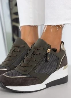 The Fashion Project Sneakers Wedges με φερμουάρ - Λαδί -The Fashion Project κατάστημα sneakers wedges me fermouar 105893 zz4z