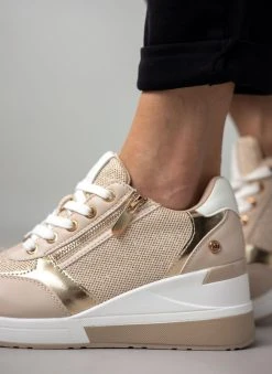 Xti Footwear Sneakers Wedges με φερμουάρ Xti140973 - Χρυσό