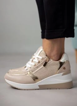 Xti Footwear Sneakers Wedges με φερμουάρ Xti140973 - Χρυσό -The Fashion Project κατάστημα sneakers wedges me fermouar xti140973 110422 azpf