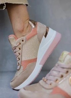 Xti Footwear Sneakers Wedges με Glitter Xti 141116 - Μπεζ -The Fashion Project κατάστημα sneakers wedges me glitter xti 141116 110354 9ogg