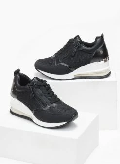 Xti Footwear Sneakers Wedges με αερόσολα Xti 141377 - Μαύρο -The Fashion Project κατάστημα sneakers wedges me psili aerosola xti 141377 110177 thn6