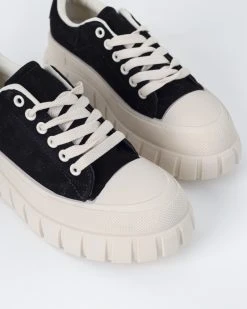 The Fashion Project Sneakers Flatforms Suede - Μαύρο -The Fashion Project κατάστημα suede athlitika me psili sola 94230 pnlj