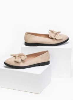 The Fashion Project Μπαλαρίνες Suede με φιόγκο - Μπεζ