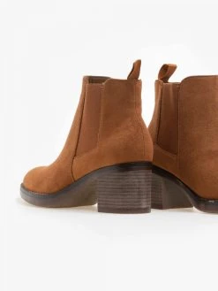 The Fashion Project Μποτάκια αστραγάλου Suede - Ταμπά -The Fashion Project κατάστημα suede mpotinia astragalou me tetragwno takouni 83502 nb1l