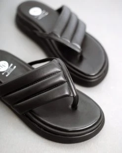 Flatforms καπιτονέ Tfp - Μαύρο -The Fashion Project κατάστημα tfp slides me kapitone sxedio 93572 pm9k