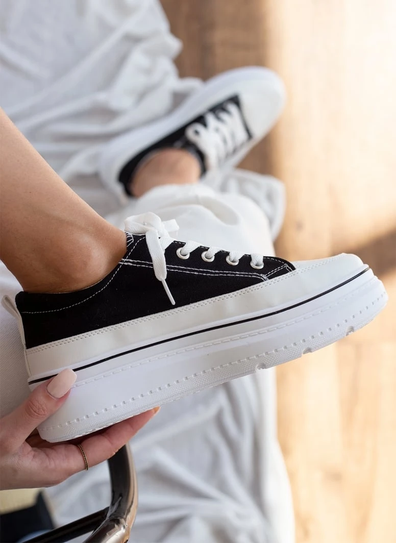 The Fashion Project Sneakers πάνινα με εφέ ραφές - Μαύρο 4 The Fashion Project Sneakers πάνινα με εφέ ραφές - Μαύρο - Image 4