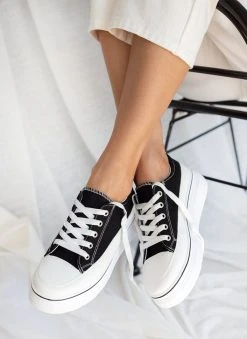 The Fashion Project Sneakers πάνινα με εφέ ραφές - Μαύρο